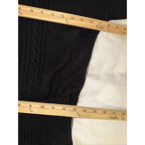 Vintage Plain Jane Sweater Dress Black Gold Buttons Cable Knit 80s 90s Classic M - Picture 10 of 14